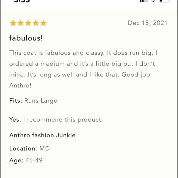 ANTHROPOLOGIE BY OOFWEAR KRISTIN COAT BLACK NWT LARGE MADE IN ITALY Dry Cleaned - Picture 7 of 9